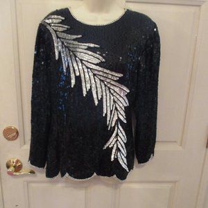 Stenay Silk Beaded sequined Silk black top Size S